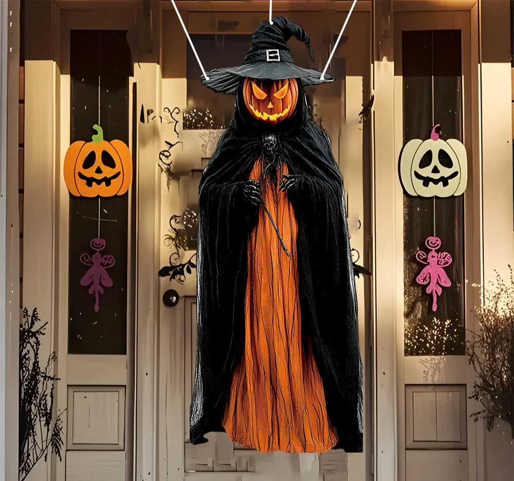 2D Halloween Horror Evil Pumpkin Man Hanging Background