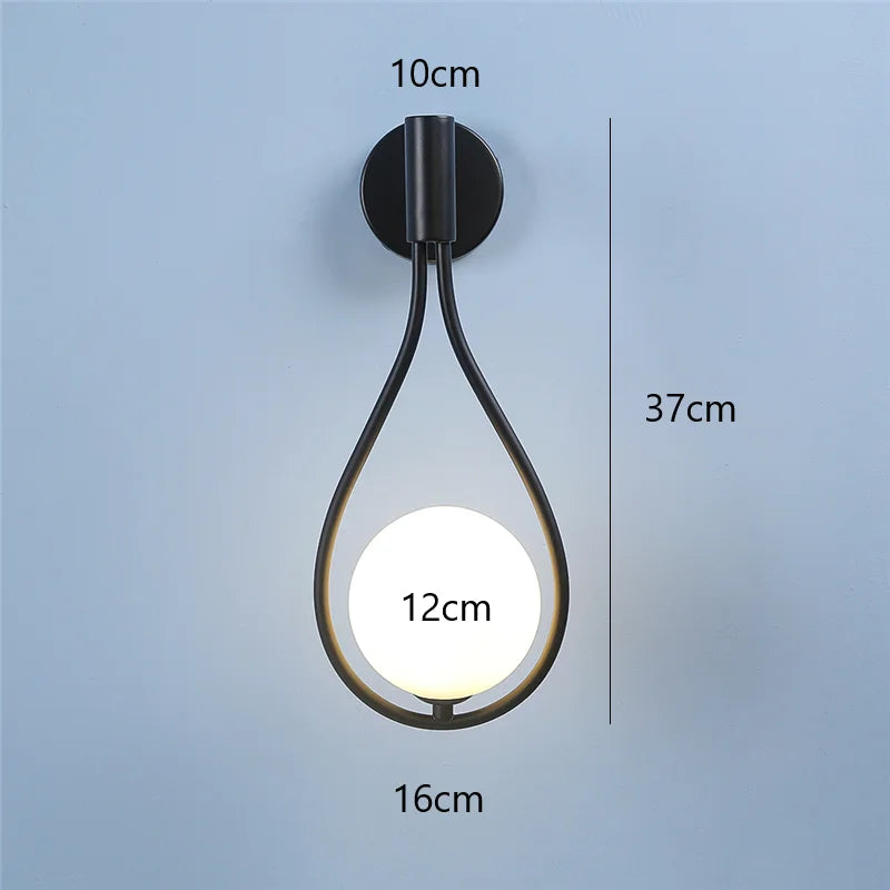 Nordic Glass Ball Wall Lamp – Modern Minimalist LED Light for Bedroom & Living Room