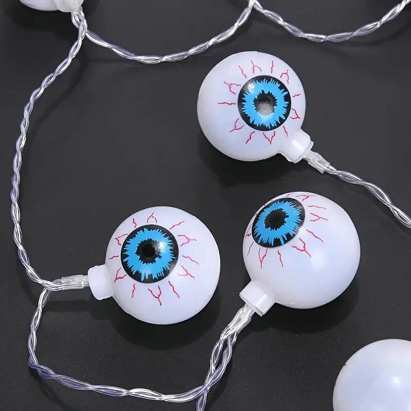 Halloween Eyeball LED String Lights – Spooky Battery Powered Decoration