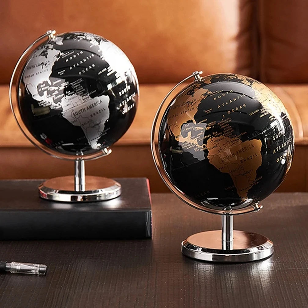 English Retro Globe 19X15CM Ornaments Creative Luxury Globe Modeling Vintage Home Office Wine Cabinet Decoration Bookcase Light