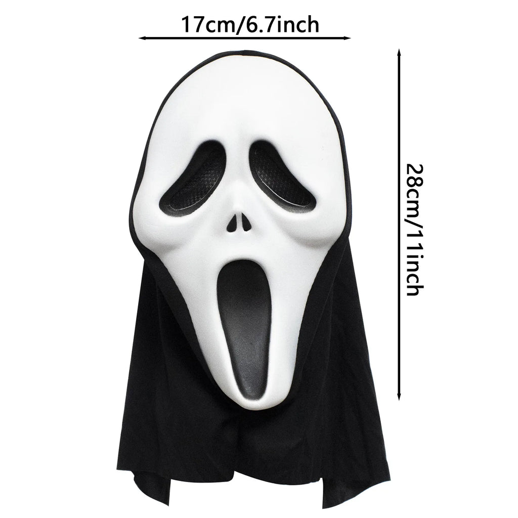 Halloween Scream Ghost Mask with Hood – Scary EVA Mask for Party & Cosplay