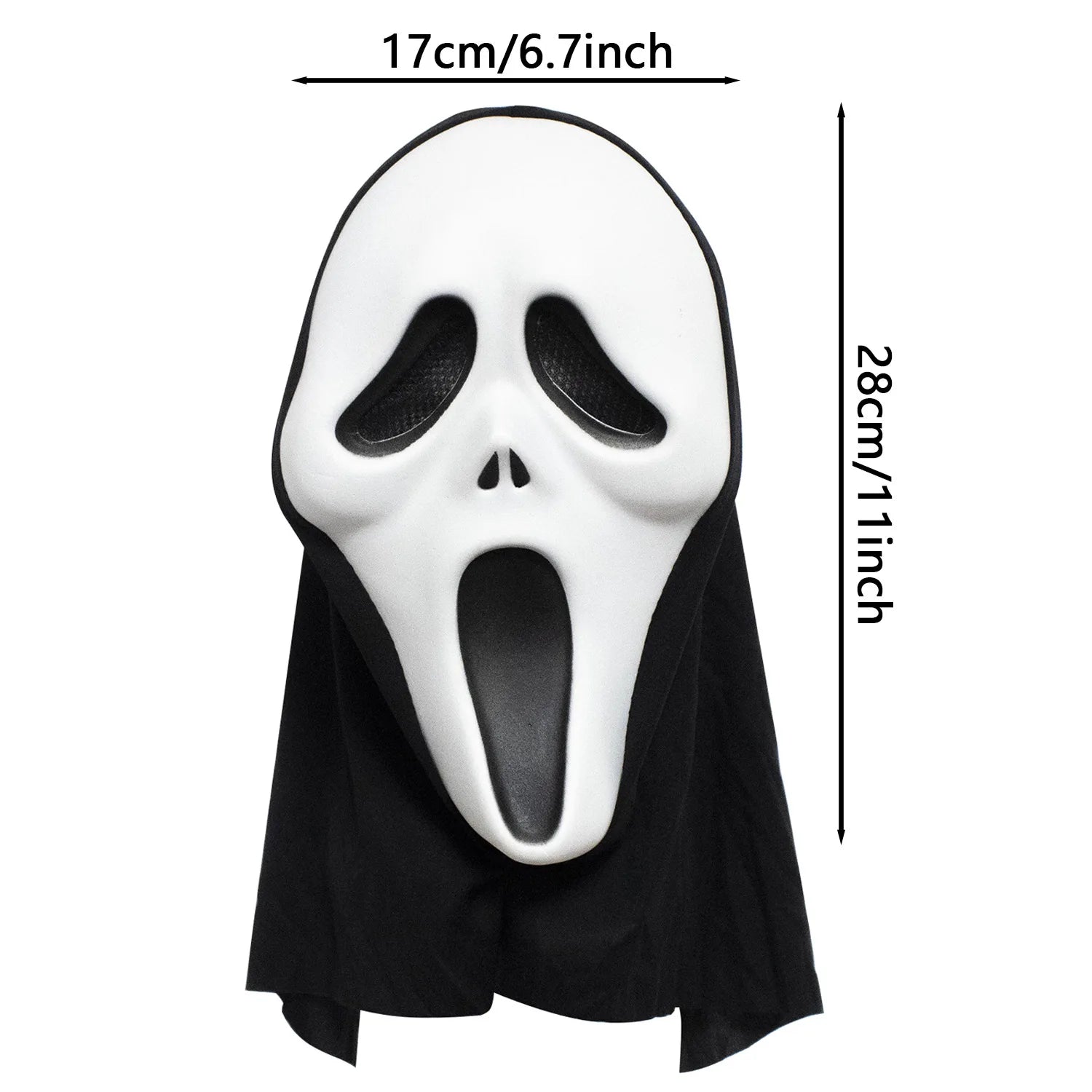 Halloween Scream Ghost Mask with Hood – Scary EVA Mask for Party & Cosplay