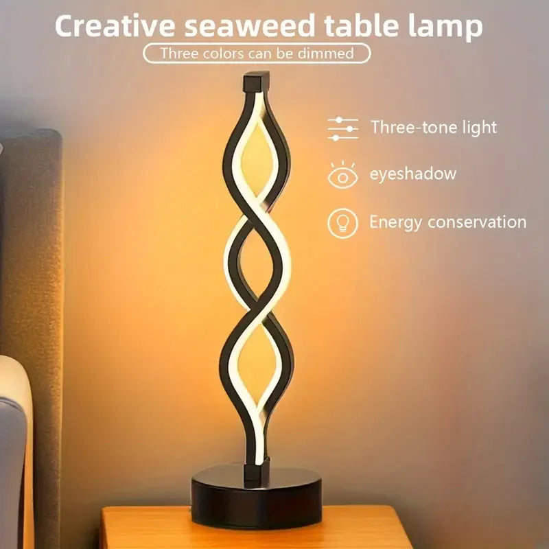 Modern Spiral LED Table Lamp – 3 Light Modes, Eye-Friendly Soft Glow