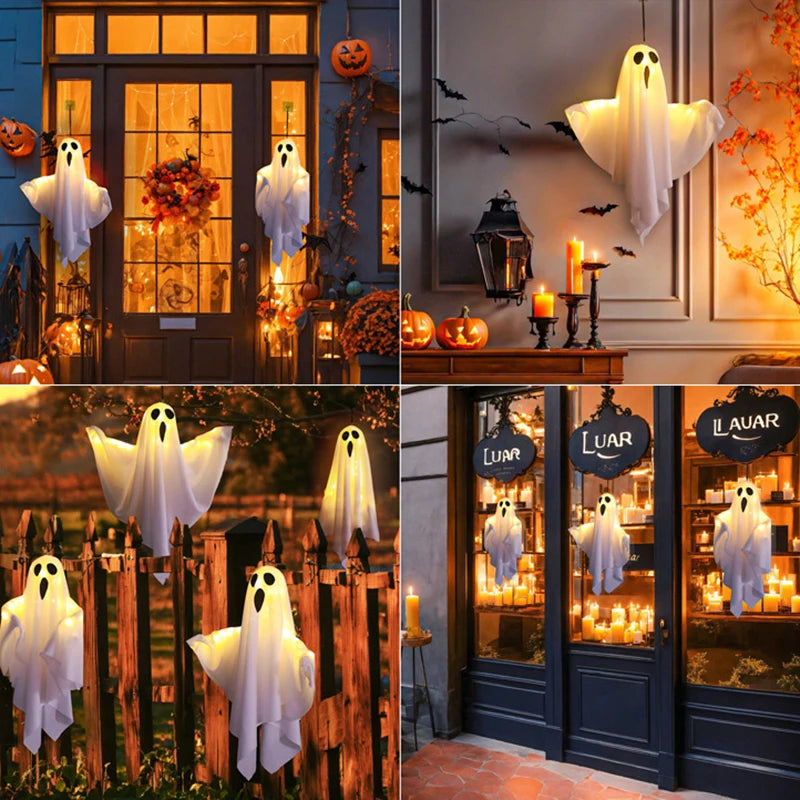 LED Hanging Ghost Lights – Halloween Indoor & Outdoor Decoration