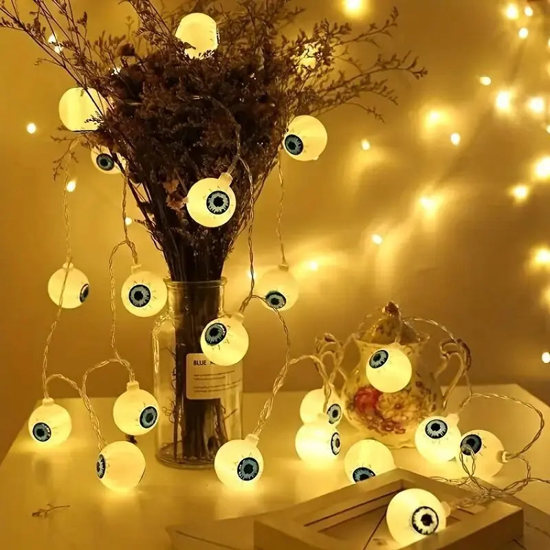 Halloween Eyeball LED String Lights – Spooky Battery Powered Decoration