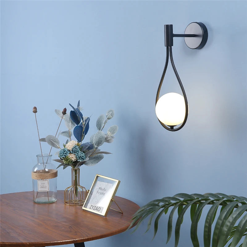 Nordic Glass Ball Wall Lamp – Modern Minimalist LED Light for Bedroom & Living Room