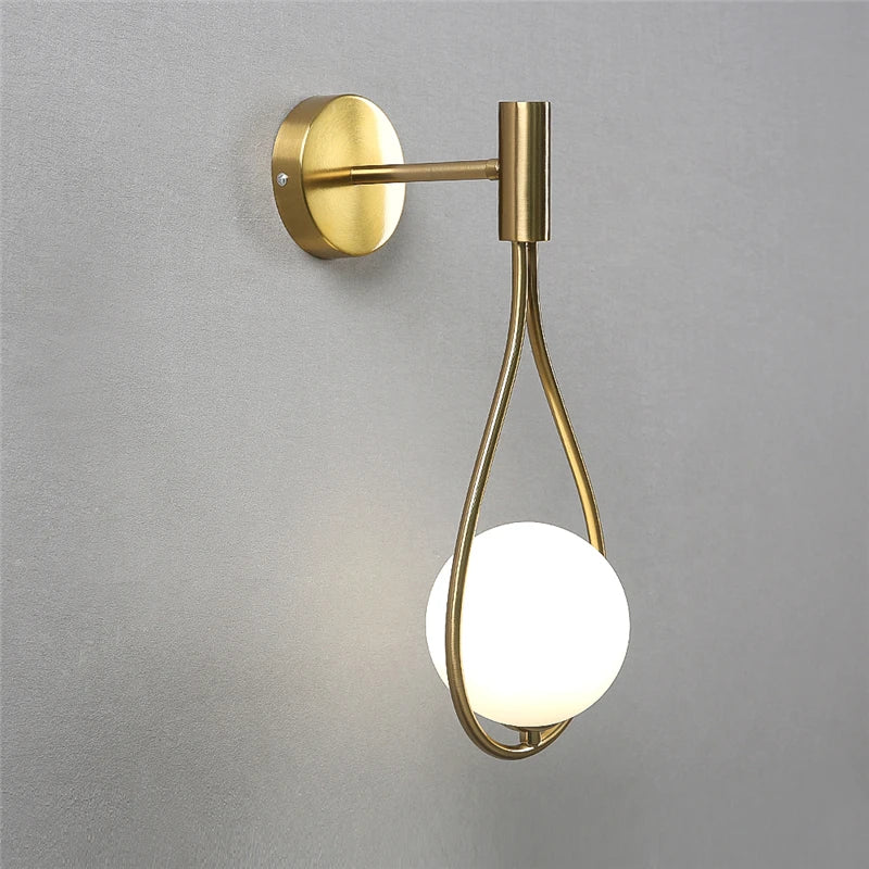 Nordic Glass Ball Wall Lamp – Modern Minimalist LED Light for Bedroom & Living Room