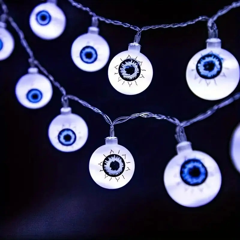 Halloween Eyeball LED String Lights – Spooky Battery Powered Decoration