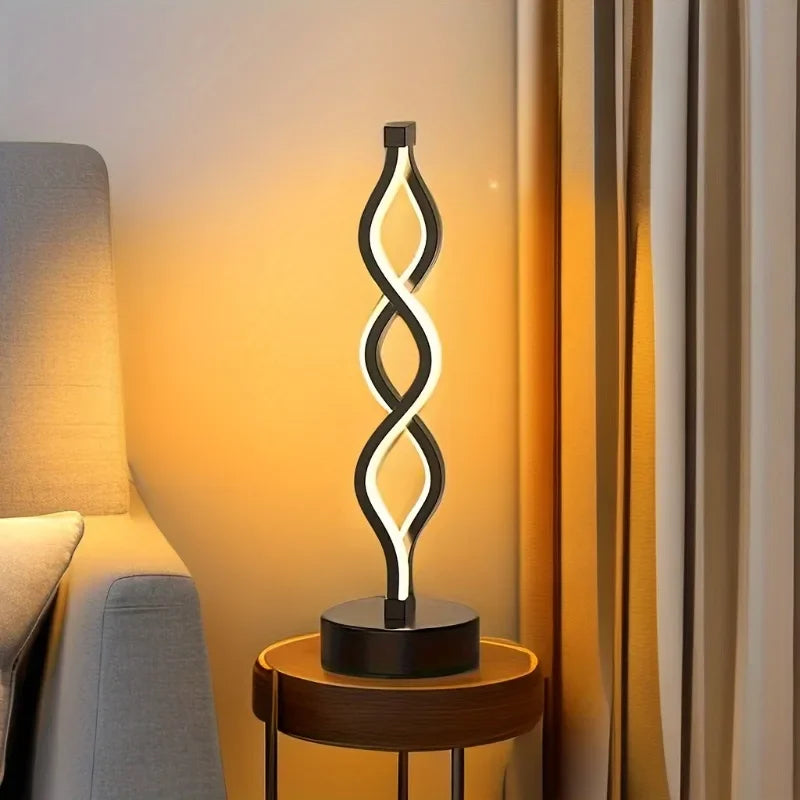 Modern Spiral LED Table Lamp – 3 Light Modes, Eye-Friendly Soft Glow