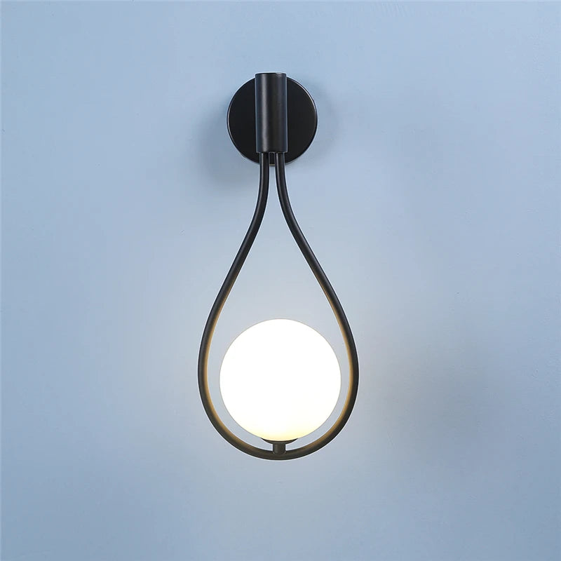 Nordic Glass Ball Wall Lamp – Modern Minimalist LED Light for Bedroom & Living Room