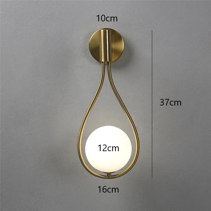 Nordic Glass Ball Wall Lamp – Modern Minimalist LED Light for Bedroom & Living Room
